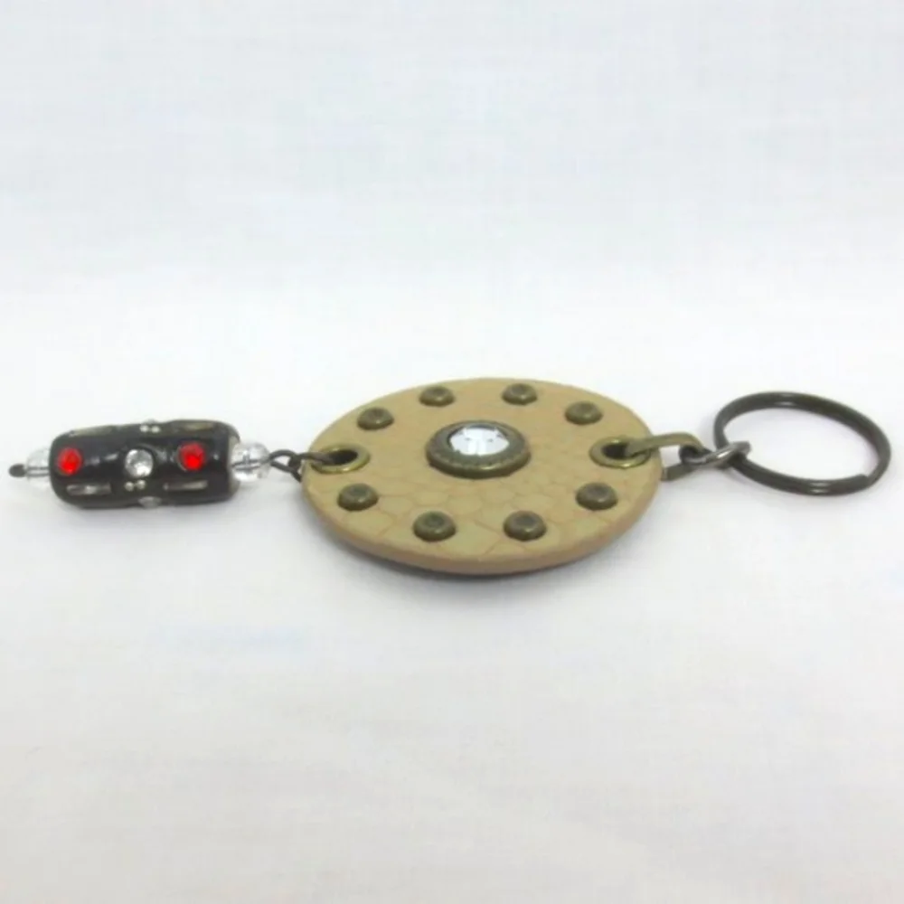 New Handmade Keychain Bag Charm Beaded Boho Faux Leather Rhinestone Swivel Clip